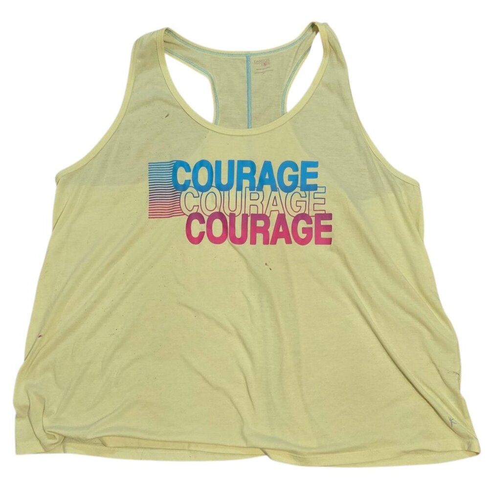 Danskin Now Yellow Courage Graphic Racerback Tank Top Size 4X 26W 28W AS IS